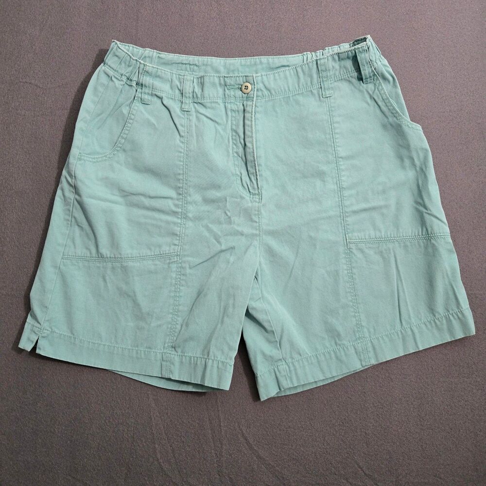 Woolrich Women 12 Agate Blue Teal Shorts Elastic Waist Patch Pockets